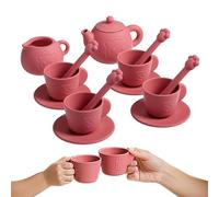 Silicone Tea Set, Kids Pretend Play Toys, Soft Teapot Playset Kit, Educational Role Play Set for Preschoolers Playdates Birthday Holiday Kindergarten Daycare Home Playroom Family Night Fun