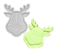 Silicone Tray Mold - Christmas Elk Trays Making Mold, Easy Release Craft Molds Tool for Cement Soap Scented Candle Plaster Gypsum, Home Decoration DIY Casting Molds Accessories 7.38x5.83x0.83 inches