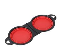 Silicone Twin Dog Bowls - Travel Twin Pet Bowls | Expandable Pets Bowl Ideal | 2 In 1 Silicone Pet Food and Water Feeder Bowl | For Camping, Outdoor Walking, Hiking, Travel