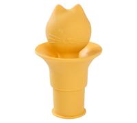 Silicone Wine Stopper, Bottle Sealer, Funnel Cap, Reusable Cat Head Design, Leakproof Silicone Fit, Ideal for Kitchen Bar Home Use, 2.48x1.65 Inches, Yellow Color, 1 Piece