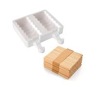 silikomart | GEL04 Molde de Helado de Silicona TANGO, Antiadherente, 2 Espirales de Helado, Pack de 1 Molde + 50 Palitos de Madera, Fácil Helado, 92 x 45 h 27,5 mm, Volumen 180 ml, Made in Italy