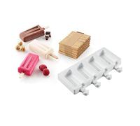 silikomart | GEL10M Molde de Silicona para Helado MINI VINTAGE, antiadherente, 4 cavidades, Pack de 1 Molde + 50 palitos de madera, Easy Ice Cream, 93 x 48 mm, h 18 mm, Made in Italy