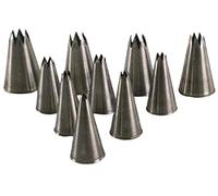Silikomart | Juego de 10 Boquillas de Acero Inoxidable para Decoración, Punta de Estrella, Tamaños de Ø 4 a Ø 15 mm