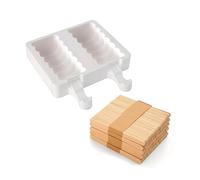 Silikomart | Juego de 3 Kit GEL04 Molde de Silicona para Helados Tango, Antiadherente, 2 Helados en Espiral, 1 Molde + 50 Palitos, Easy Ice Cream, 92x45x27,5 mm, 180 ml, Fabricado en Italia