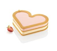 silikomart | Juego de 3 Kit Love Story, Set de Tarta en Forma de Corazón con Cortador + 2 Moldes Decorativos, Cortador Doble, 210 x 173 mm, h 18 mm, Volumen 0,412 ml, Fabricado en Italia