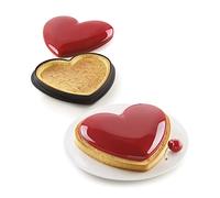 silikomart | Kit Tarte Mon Amour, Set Pastel Corazón con Anillo Microperforado + Molde Decorativo, Anillo TPLUS 200x190mm h20mm, Molde Silicona 188x158mm h26mm, Made in Italy