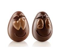 silikomart | Molde de Chocolate Termoformado Reutilizable SMILING EGGS, Pack de 1 Molde de Huevo de Chocolate, Forma de Cara Sonriente, 77 x 108 h 82 mm, Made in Italy