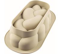 silikomart | Molde de Silicona para Tartas Modern TRECCIA, antiadherente, Pack de 1 Molde con Anillo de Seguridad, 288 x 156 mm, h 83 mm, Volumen 2,1 l, Made in Italy