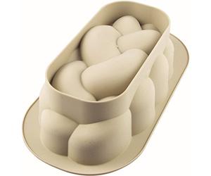 silikomart | Molde de Silicona para Tartas Modern TRECCIA, antiadherente, Pack de 1 Molde con Anillo de Seguridad, 288 x 156 mm, h 83 mm, Volumen 2,1 l, Made in Italy