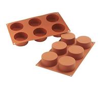 Silikomart Professional SF127 - Molde cilíndrico de silicona para hornear, volumen de 4.5 onzas, 2.75 pulgadas de diámetro x 1.38 pulgadas de alto, 6 cavidades (1 cada una)