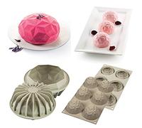 silikomart | Set moldes silicona GEMMA, MINI GEMMA, Set composición 2 moldes silicona platino, Antiadherente, Diseño 3D, Ø 180 mm - Ø 68 mm, h 90 mm - h 42 mm, Made in Italy