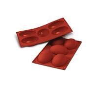 silikomart | SF041 Molde de Silicona para Monoporciones Half Egg, Antiadherente, 5 cavidades, Pack de 1 Molde para Tartas, 102 x 73 mm, h 36 mm, Made in Italy