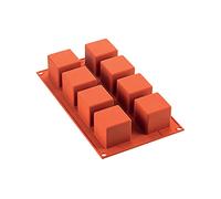 silikomart | SF104 Molde de Silicona para Monoporciones CUBI, Antiadherente, 8 Cubos, Pack de 1 Molde para Tartas, 50 x 50 mm, h 50 mm, Made in Italy