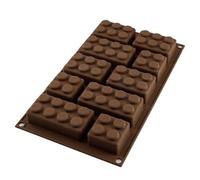 silikomart SF213 N.10 Choco Block Molde de Silicona con Forma de Lego, Color marrón, 17.5 x 30 x 3 cm