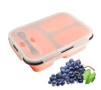 Silikon-Lunchbox - Faltbare -Lunchbox 3-Fach | Wiederverwendbarer Meal-Prep-Behälter | Flexible Aufbewahrungsbox für Küche | Mikrowellen- und Spülmaschinenfest | Perfekt für Picknick Camping und