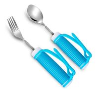 Silimore Utensilios adaptativos con peso para temblores de manos, parkinson, ancianos, utensilios para artritis con asas antideslizantes para pacientes con artritis de mano, utensilios de comer con
