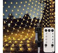 Silingsan Luz de Red, 200 LED Guirnaldas Neta Luz 3M X 2M 8 Modos con Control Remoto, Temporizador, Regulable, Decoracion para Navidad, Fiesta, Boda, Patio, Jardin, Interior Exterior, Blanco Cálido