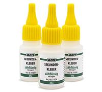 silisto 3 x 20 g de pegamento instantáneo extrafuerte sujeción Top calidad, 3 unidades, transparente, 71024