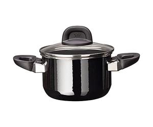 Silit Modesto Line - Olla de 16 cm, tapa de cristal, olla para carne de 2 l, cerámica funcional Silargan, apta para inducción, color negro