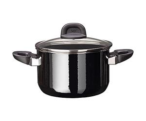 Silit Modesto Line - Olla de 20 cm de alto, tapa de cristal, olla de 3,7 l, cerámica funcional Silargan, cacerola de inducción, color negro