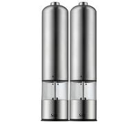 Silit Molinillo eléctrico de 2 piezas, 23 cm, molinillo de sal y pimienta eléctrico, sin llenar, molinillo de especias, molinillo para sal, pimienta, chiles, mecanismo de cerámica, acero inoxidable,