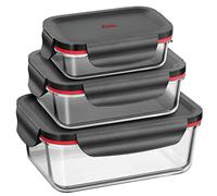 Silit Storio - Set de 3 Recipientes de Cristal Borosilicato para Almacenamiento de Comida, Juego de Herméticos de Vidrio. Apto para Lavavajillas, Microondas y Congelador
