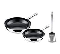 Silit Talis - Juego de sartenes (3 piezas, con espátula, sartén de 24, 20 cm, sartén de inducción, revestimiento de acero inoxidable, apto para horno