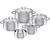 Silit Toscana - Batería de Cocina 5 Piezas de Acero inoxidable Parcialmente Mate, Tapas de Cristal, Aptas para Todo Tipo de Cocinas