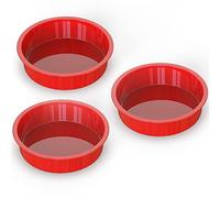 SILIVO Moldes Silicona Reposteria Redondo, Juego De 3 Moldes De Silicona Para Hornear 20 cm, Antiadherentes Molde Bizcocho Horno Para Pasteles De Capa y Pastel De Chocolate