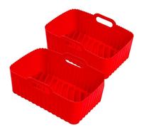 Siliz Forros Ninja para freidora de aire Ninja/Tower Dual Air Fryer | Paquete de 2 forros de silicona roja para freidora de aire | Forro de silicona reutilizable para freidora de aire Ninja Accesorios