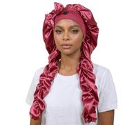Silk Bonnet for Sleeping Long Hair & Braids Extensions Hair (light red)