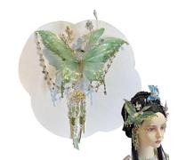 Silk Flower Tassel Hair Clips, Rose Hair Clip, Fairy Headpiece for Dance, Cosplay, Weddings, Beach Vacations, Proms, Festivals, and School Events, Purple, Green, Blue