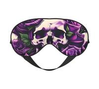 Silk Like Many - Máscara de ojos para dormir con estampado de calavera de rosa morada, cómoda, ajustable, para dormir