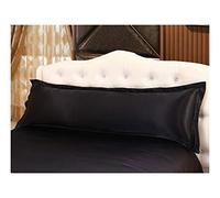 Silk Pillowcase,Funda Almohada Saten 120 150 Cm Funda de Almohada Larga Blanca de la Cubierta sólida Caja de la Almohadilla del satén de Seda Tela Textiles for el hogar(Black,L 50 x 150cm)