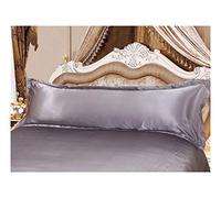 Silk Pillowcase,Funda Almohada Saten 120 150 Cm Funda de Almohada Larga Blanca de la Cubierta sólida Caja de la Almohadilla del satén de Seda Tela Textiles for el hogar(Gray,L 50 x 150cm)