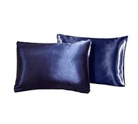 Silk Pillowcase, Funda Almohada Seda Casas de Almohadas de satén de Seda 2 unids, para Cabello y Piel Sedosa Suave Coloreado Sateen Sateen Sateen Cover con Cierre de sobre(Blue,510x1020mm)