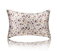 Silk Pillowcase, Funda Almohada Seda Pelo de Seda de la Funda de Almohada con Cremallera Oculta en Color(Daisy Print,50x60cm)