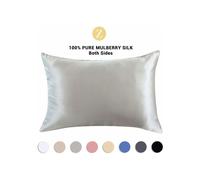 Silk Pillowcase - Soft for Hair and Skin - Double Sided Silk 19mm - 1 Piece, Silk, Silver Gray, Standard 50 x 75-MCJ
