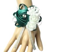 Silk Roses White Wrist Corsage Wrist Flowers for Bridesmaids Flower Bracelet Pink Blue Bridal Sisters Wedding Accessories Fiesta de bodas(Green)