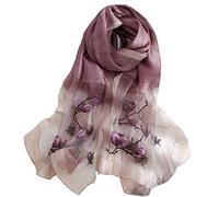 Silk Scarf Women Bufanda de seda para mujer satinada natural pura hijab fina máscaras de seda de lujo para personas mayores hechas a mano bufanda azul muselina loto playa (Purple)