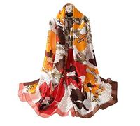 Silk scarf Women Shawl Chiffon Scarf Colorful Head Wrap Neckerchief Thin Ladies Beach Shawl Vintage Bridal Muslim Cloth Christmas Decorations Orange