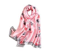 Silk Women's Leaf Stain Neckerchief Head Wrap Thin Ladies Beach Vintage Bridal Shawl Chiffon Muslim Colorful Cloth Christmas Decorations Scarf in Pink