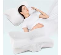 Silkena Almohada Viscoelástica para el Cuello y Las Cervicales,Almohada Ergonómica,Almohada Cervicale para Dormir,Adaptadas para Aquellos Que Duermen de Lado,de Espalda o de Barriga,64×41×10/11cm