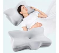 Silkena Almohada Viscoelástica para el Cuello y Las Cervicales,Almohada Ergonómica,Almohada Cervicale para Dormir,Adaptadas para Aquellos Que Duermen de Lado,de Espalda o de Barriga,64×41×10/11cm