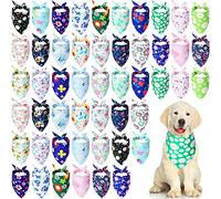 Silkfly 50 Bandanas de Primavera para Perro, a Granel, Ajustables, Triangulares, para Verano, con Flores, Bandanas para Perros, Baberos, Baberos, Lavables para Mascotas, para Mascotas, pequeñas
