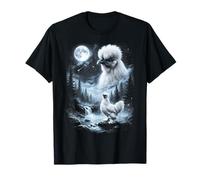 Silkie Chicken Aullando en Moon 90's Retro Camiseta