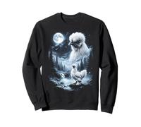 Silkie Chicken Aullando en Moon 90's Retro Sudadera
