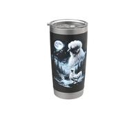 Silkie Chicken aullando en Moon 90's Retro Vaso térmico de acero inoxidable de doble pared