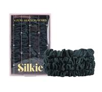 SILKIE Juego de 4 coleteros delgados de seda de morera 100 % pura, color verde, bolsa de viaje para uso diario, lazos elásticos para el cuidado del cabello, soporte para cola de caballo sin daños