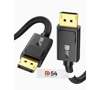 Silkland 16K Cable DP 2.1 3m Certificación VESA, Trenzado DisplayPort 2.1 | 4K@240Hz, HDR, G-Sync FreeSync, 32-bit Audio, 54Gbps Cable DisplayPort con cierre para Gaming-PC, Monitor, Tarjetas Gráficas